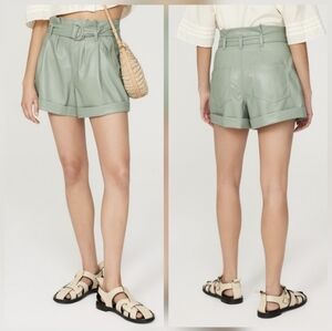 Marissa Webb Faux Leather Belted Shorts